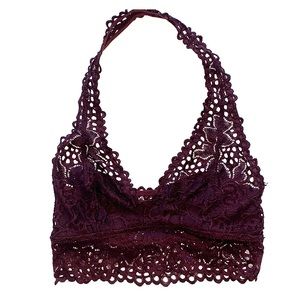 Aerie Wildflower Purple Halter Lace Bralette XS